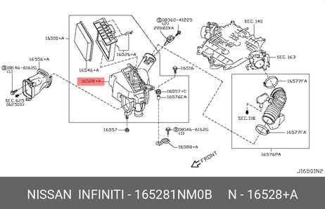 Nissan 16528-1NM0B Фильтр воздушный левый