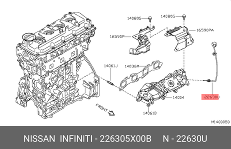 фото Nissan 22630-5X00B Кислородный датчик b1/intake air temp Nissan 22630-5X00B Кислородный датчик b1/intake air temp