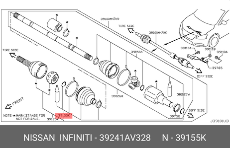 Nissan 39241-AV328 Пыльник шруса к-т (п