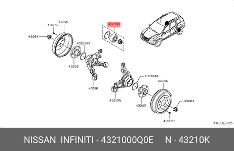 фото Nissan 43210-00Q0E Подшипник задней ступицы | зад | Nissan 43210-00Q0E Подшипник задней ступицы | зад |