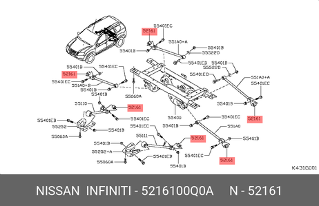 фото Nissan 52161-00Q0A Сайлентблок рычага подвески Nissan 52161-00Q0A Сайлентблок рычага подвески