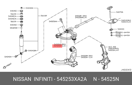 фото Nissan 54525-3XA2A Рычаг подвески | перед лев | Nissan 54525-3XA2A Рычаг подвески | перед лев |