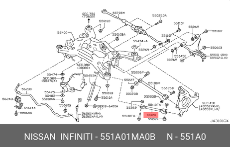 фото Nissan 551A0-1MA0B Рычаг подвески Nissan 551A0-1MA0B Рычаг подвески
