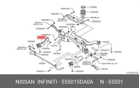 фото Nissan 55501-5DA0A Рычаг подвески | зад прав | Nissan 55501-5DA0A Рычаг подвески | зад прав |
