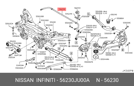 фото Nissan 56230-JU00A Стабилизатор попереч Nissan 56230-JU00A Стабилизатор попереч