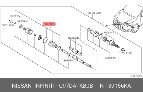 фото Nissan C97DA-1KB0B Пыльник шруса к-т (п Nissan C97DA-1KB0B Пыльник шруса к-т (п