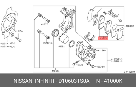фото Nissan D1060-3TS0A Колодки пер teana l33 | перед | Nissan D1060-3TS0A Колодки пер teana l33 | перед |
