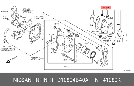 фото Nissan D1080-4BA0A Колодки тормозные дисковые | перед | Nissan D1080-4BA0A Колодки тормозные дисковые | перед |