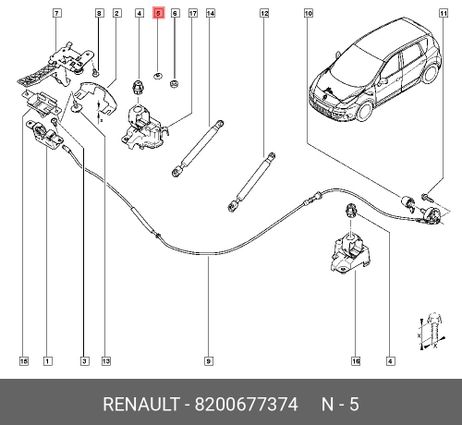 фото Renault 8200677374 Упор капота (рез) Renault 8200677374 Упор капота (рез)
