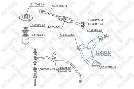 фото Stellox 57-00095A-SX Рычаг ниж. лев. Mitsubishi Lancer cs5a/c | перед | Stellox 57-00095A-SX Рычаг ниж. лев. Mitsubishi Lancer cs5a/c | перед |