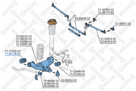 фото Stellox 77-00138-SX С/б рычага МВ w124 all 85-95/w201 88-93 | перед | Stellox 77-00138-SX С/б рычага МВ w124 all 85-95/w201 88-93 | перед |