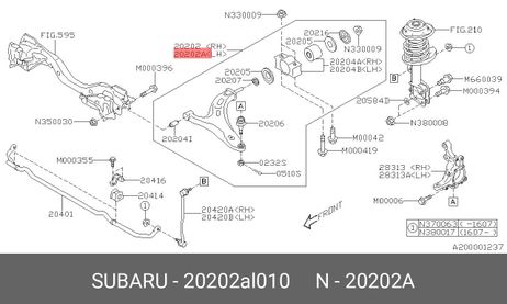фото Subaru 20202AL010 Рычаг подвески | перед лев | Subaru 20202AL010 Рычаг подвески | перед лев |