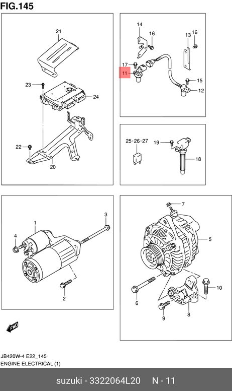 фото Suzuki 3322064L20 Датчик положения распределительного вала Suzuki 3322064L20 Датчик положения распределительного вала