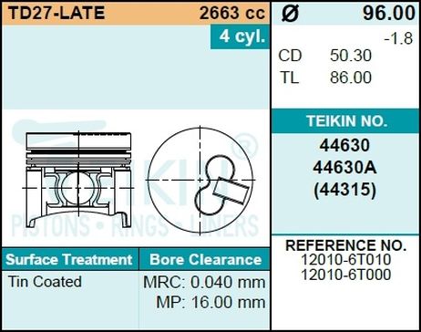 фото Teikin 44630STD Поршни (к-т 4шт) std Teikin 44630STD Поршни (к-т 4шт) std