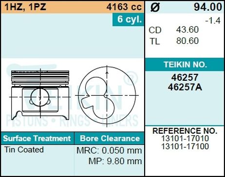 Teikin 46257STD Поршень двигателя