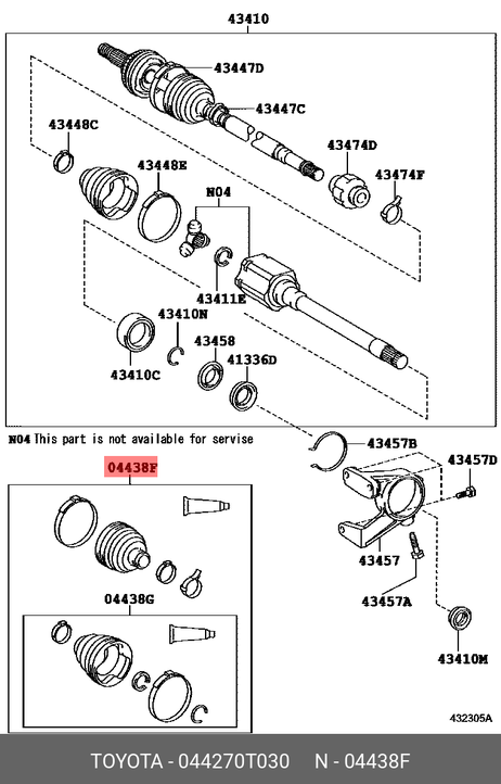 фото Toyota 04427-0T030 Пыльники шруса нар+внутр Toyota 04427-0T030 Пыльники шруса нар+внутр