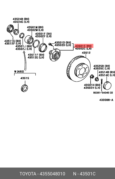 фото Toyota 43550-48010 Ступица колеса | перед | Toyota 43550-48010 Ступица колеса | перед |