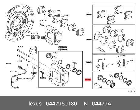 фото Toyota 447950180 Ремкомплект тормозного суппорта | зад | Toyota 447950180 Ремкомплект тормозного суппорта | зад |