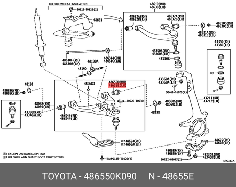 фото Toyota 48655-0K090 Сайлентблок рычага подвески | перед | Toyota 48655-0K090 Сайлентблок рычага подвески | перед |