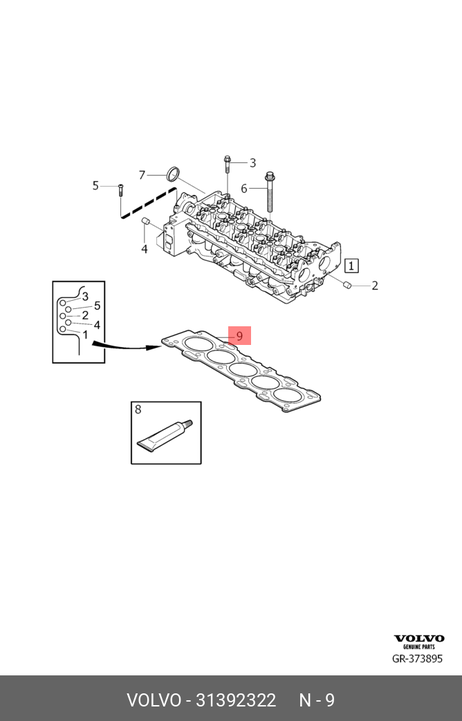 фото Volvo 31392322 Прокладка гбц/gasket Volvo 31392322 Прокладка гбц/gasket
