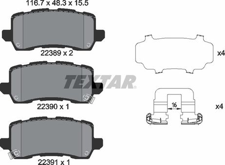 фото Textar 2238901 Колодки тормозные дисковые | перед | Textar 2238901 Колодки тормозные дисковые | перед |