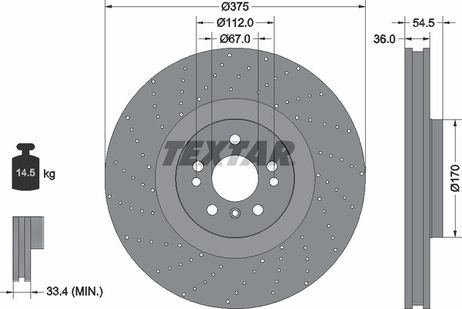 фото Textar 92279805 Диск тормозной высокоуглеродистый с покрытием pro+ | перед | Textar 92279805 Диск тормозной высокоуглеродистый с покрытием pro+ | перед |