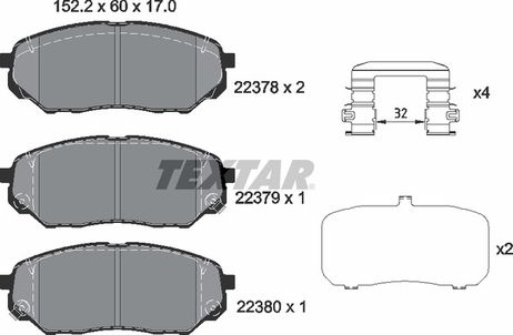 фото Textar 2237801 Колодки тормозные дисковые с противошумной пластиной Q+ | перед | Textar 2237801 Колодки тормозные дисковые с противошумной пластиной Q+ | перед |