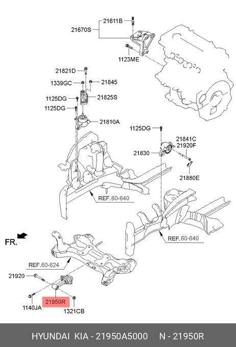 фото Hyundai/Kia 21950A5000 Опорный узел двигателя Hyundai/Kia 21950A5000 Опорный узел двигателя