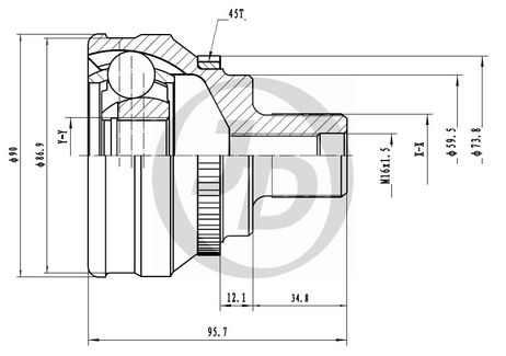 фото JD JCT0212A Шрус внешний ABS | перед | JD JCT0212A Шрус внешний ABS | перед |