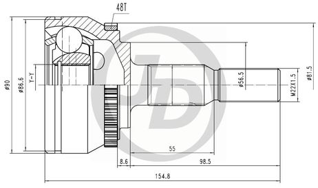фото JD JCT0242A Шрус внешний ABS | перед | JD JCT0242A Шрус внешний ABS | перед |