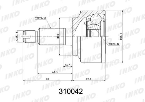 фото INKO 310042 Шрус внешний 30/32 | перед прав/лев | INKO 310042 Шрус внешний 30/32 | перед прав/лев |