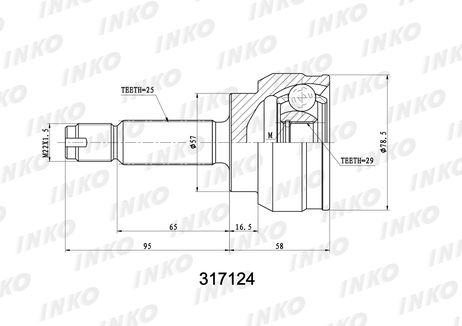 фото INKO 317124 Шрус внешний 25/29 | перед прав/лев | INKO 317124 Шрус внешний 25/29 | перед прав/лев |