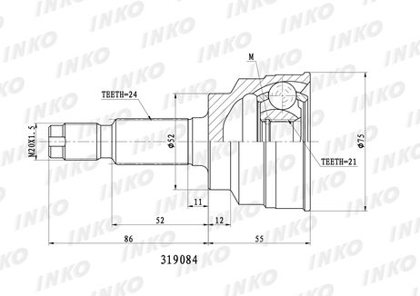фото INKO 319084 Шрус наружный 24/21 | перед прав/лев | INKO 319084 Шрус наружный 24/21 | перед прав/лев |