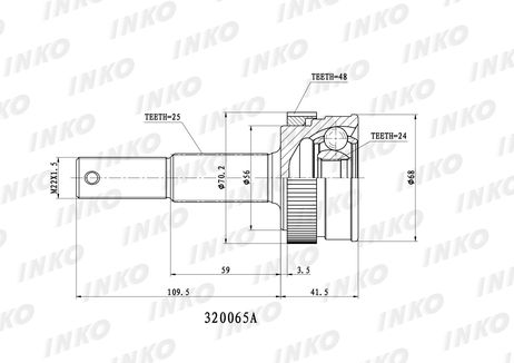 фото INKO 320065A Шрус внешний 25/24 ABS 48 | зад прав/лев | INKO 320065A Шрус внешний 25/24 ABS 48 | зад прав/лев |