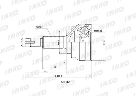 фото INKO 320066 Шрус внешний 29/24 | перед прав/лев | INKO 320066 Шрус внешний 29/24 | перед прав/лев |