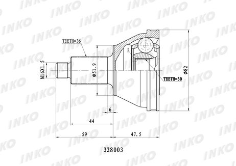 фото INKO 328003 Шрус внешний 36/30 | перед прав/лев | INKO 328003 Шрус внешний 36/30 | перед прав/лев |