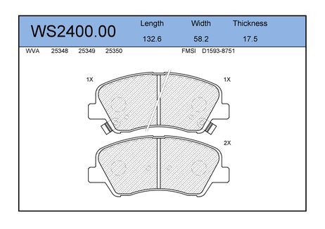 фото JEENICE WS2400.00 Колодки тормозные дисковые | перед | Солярис - 1 JEENICE WS2400.00 Колодки тормозные дисковые | перед | Солярис - 1