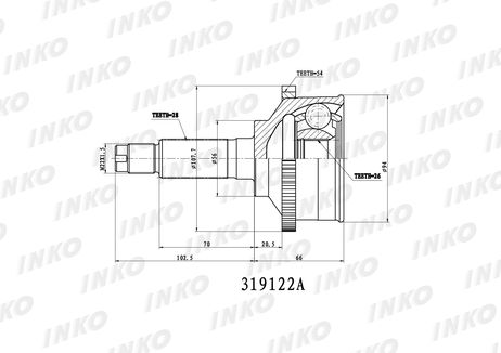 фото INKO 319122A Шрус внешний 28/26 ABS 54 | перед прав/лев | INKO 319122A Шрус внешний 28/26 ABS 54 | перед прав/лев |