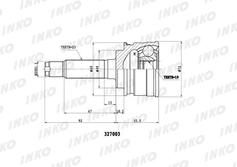 фото INKO 327003 Шрус внешний 23/19 | перед | INKO 327003 Шрус внешний 23/19 | перед |