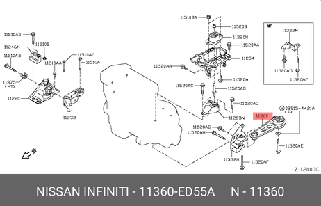 фото Nissan 11360-ED55A Подушка двигателя Nissan 11360-ED55A Подушка двигателя