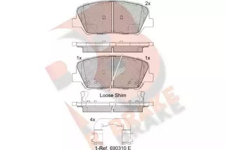 фото R brake RB2102 Колодки тормозные дисковые | перед | R brake RB2102 Колодки тормозные дисковые | перед |