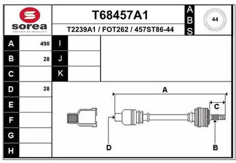 фото EAI T68457A1 T68457A1_привод левый! 490мм ABS:44th man. Mazda bt-50 2.5 06>/Ford Ranger 06> EAI T68457A1 T68457A1_привод левый! 490мм ABS:44th man. Mazda bt-50 2.5 06>/Ford Ranger 06>