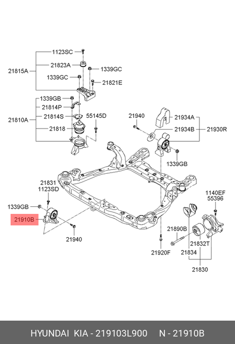 фото Hyundai/Kia 219103L900 Опора двигателя | перед | Hyundai/Kia 219103L900 Опора двигателя | перед |