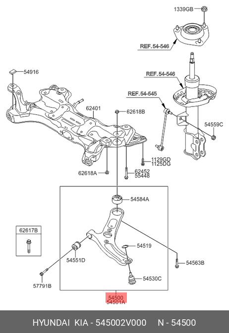 фото Hyundai/Kia 545002V000 рычаг передний | лев | Hyundai/Kia 545002V000 рычаг передний | лев |