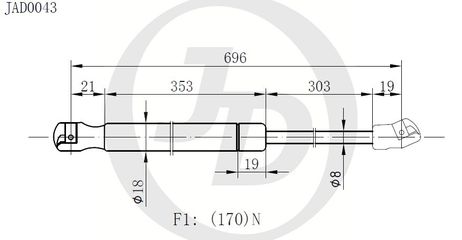 фото JD JAD0043 Газовый упор JD JAD0043 Газовый упор