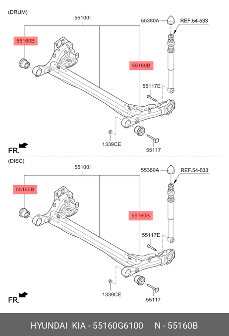 фото Hyundai/Kia 55160-G6100 Сайлентблок задней балки подвески Hyundai/Kia 55160-G6100 Сайлентблок задней балки подвески