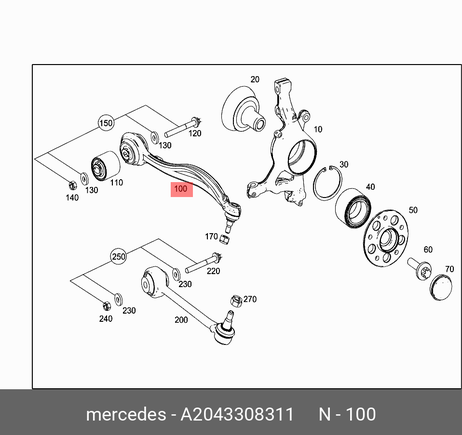 фото Mercedes 2043308311 Рычаг подвески | перед лев | Mercedes 2043308311 Рычаг подвески | перед лев |