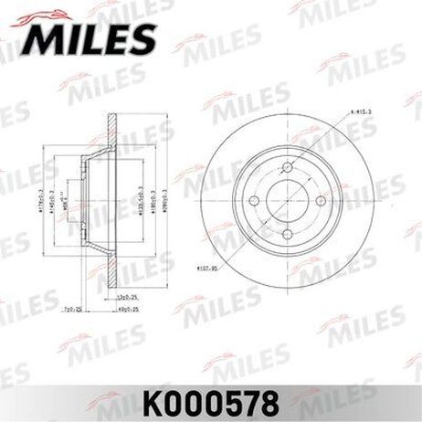 Miles K000578 Диск тормозной передний audi 80 1.6-2.0 мкпп 08.92-96, D=280x13, (iso 9001).