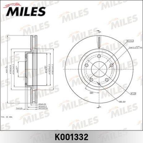 Miles K001332 Диск тормозной mazda cx-5 11- передний вент.
