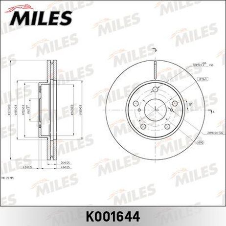 Miles K001644 Диск тормозной toyota auris 12-/corolla 11- передний вент.D=277мм.